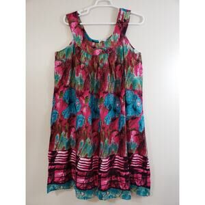(D4) VTG Metropolitan Tunic Dress Women’s Size XL Sleeveless Pleated Multicolor